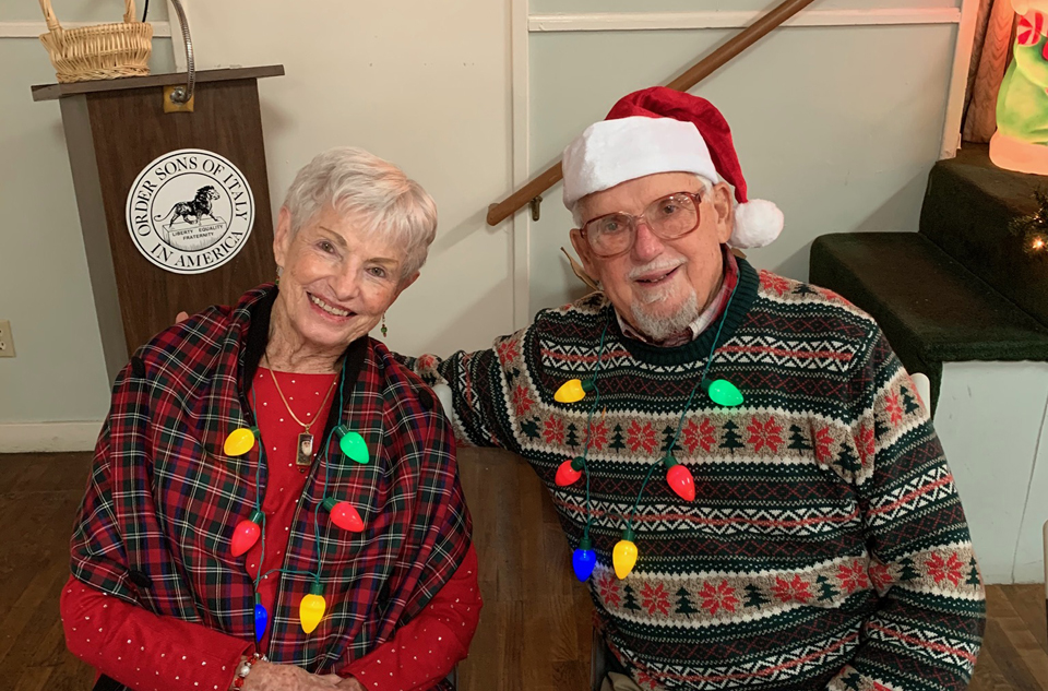 SIR Redding Branch 129 Christmas Luncheon, Dec. 11, 2019, Frank Galusha & wife Jean.