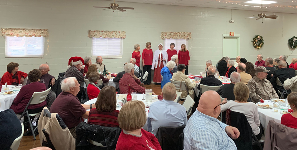 Sweet Adelines sang Christmas songs at the SIR Redding Branch 129 Christmas Party at the Sons of Italy hall on December 11, 2019 before a crowd of 121 members and guests.